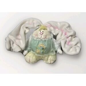 Vintage Dan Dee Easter Bunny‎ Ceramic Plush Big Ears Pastel Shelf Sitter 6"